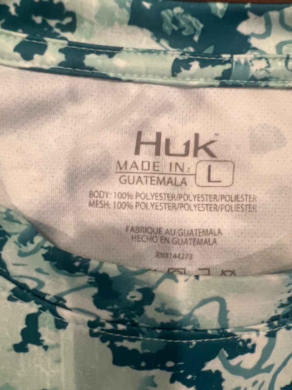 Huk Long Sleeve Performance Shirt in Aqua and Mint Marble - Picture 2 of 2